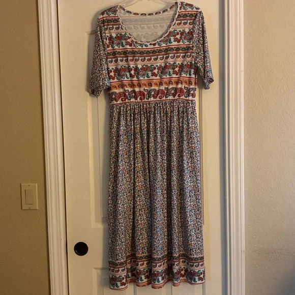 Floral Paisley Midi Dress in Multicolor Size L new - Picture 4 of 6